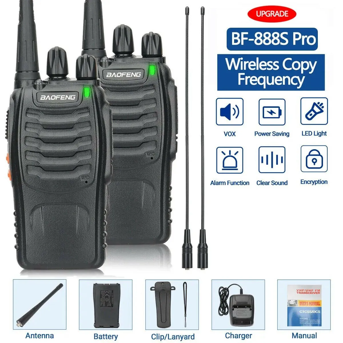 1/2 PCS Baofeng BF 888S Walkie Talkie UHF 400 470MHz 888s Long Range Two Way Ham Radios Transceiver for Hunting Hotel