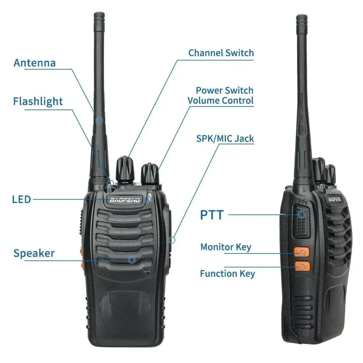 1/2 PCS Baofeng BF 888S Walkie Talkie UHF 400 470MHz 888s Long Range Two Way Ham Radios Transceiver for Hunting Hotel