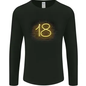 18th Birthday Neon Lights 18 Year Old Mens Long Sleeve T-Shirt