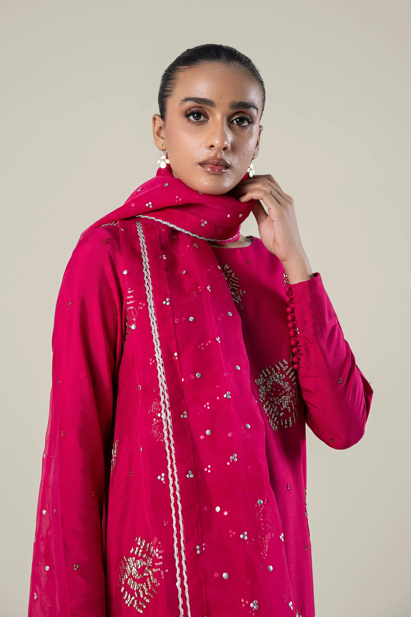 2 Pc Embroidered Raw Silk Suit | MB-WF24-30