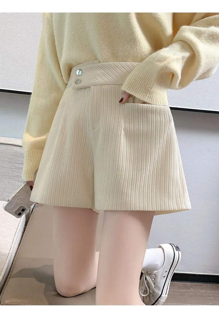 2022 new winter high waist corduroy wide leg boots shorts endurable anti-pilling bottom pants