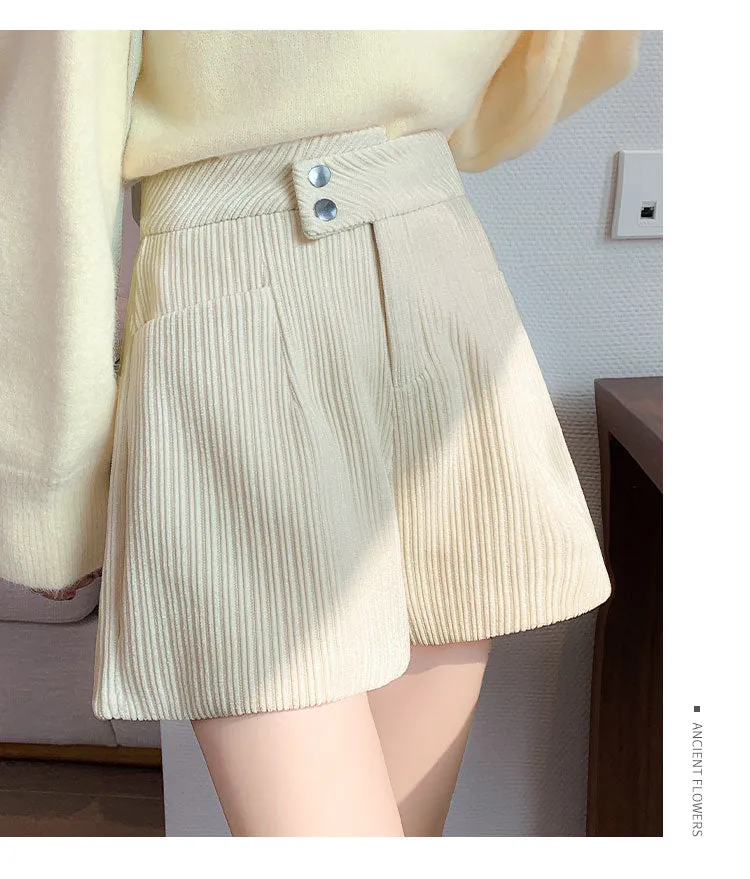 2022 new winter high waist corduroy wide leg boots shorts endurable anti-pilling bottom pants