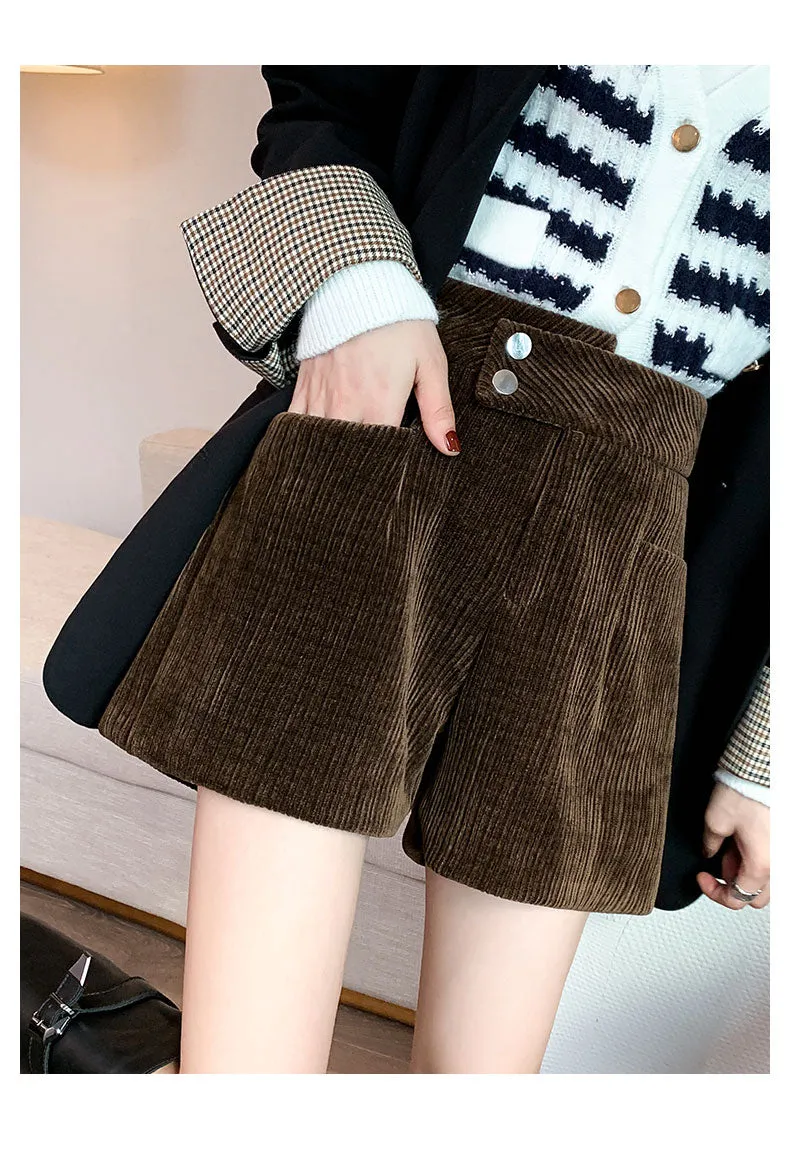 2022 new winter high waist corduroy wide leg boots shorts endurable anti-pilling bottom pants