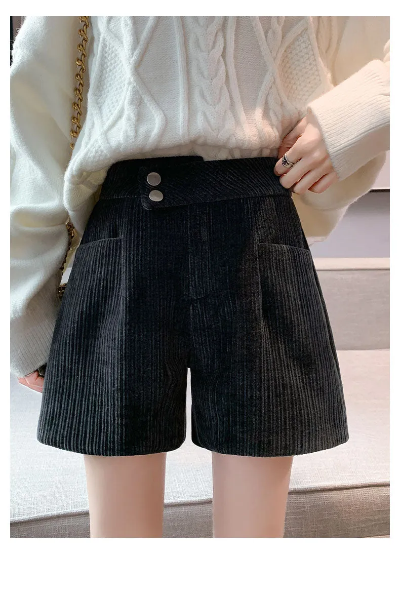 2022 new winter high waist corduroy wide leg boots shorts endurable anti-pilling bottom pants