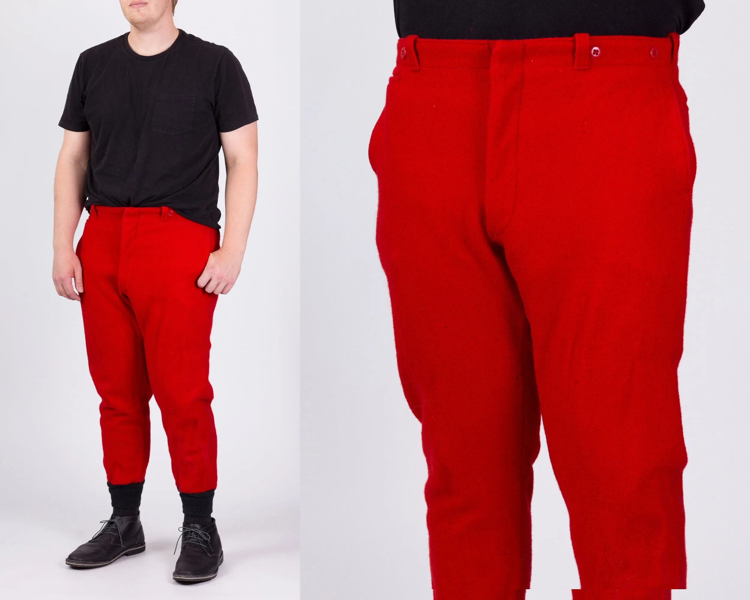 60s Red Wool Hunting Pants - 38" Waist