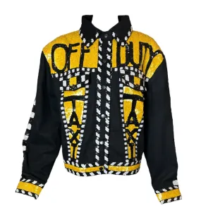 90s Hand Sequined Maximalist Novelty Taxi Jacket