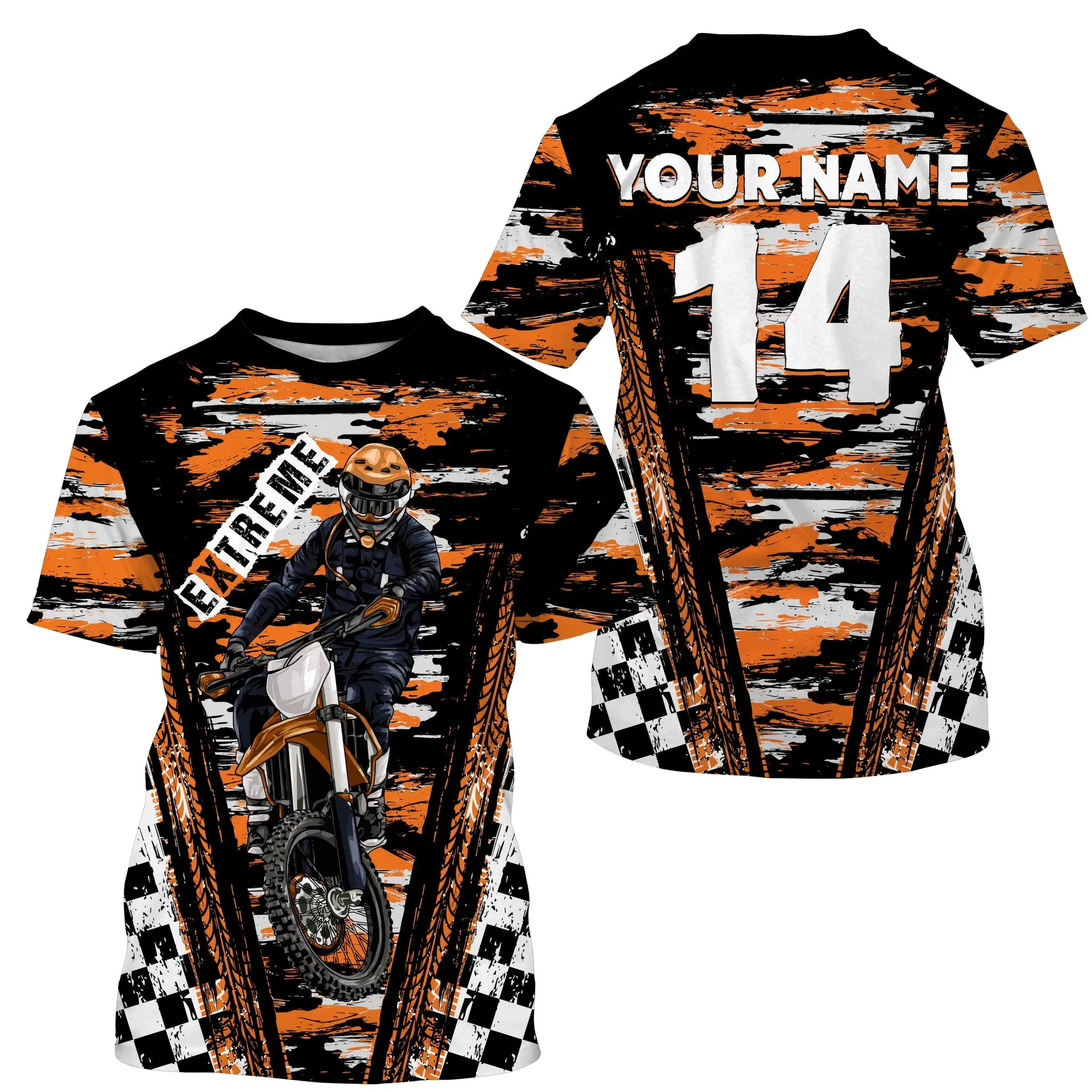 Adult Orange Custom Mx Jersey UV Protective Motocross For Youth Racing Biker Off-Road Shirt