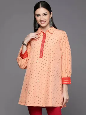 Ahalyaa Women Peach Crepe Printed Tunic