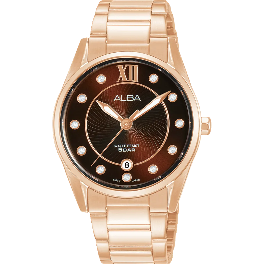 Alba Fashion Analogue Rose Gold Stainless Steel Watch AG8M58X