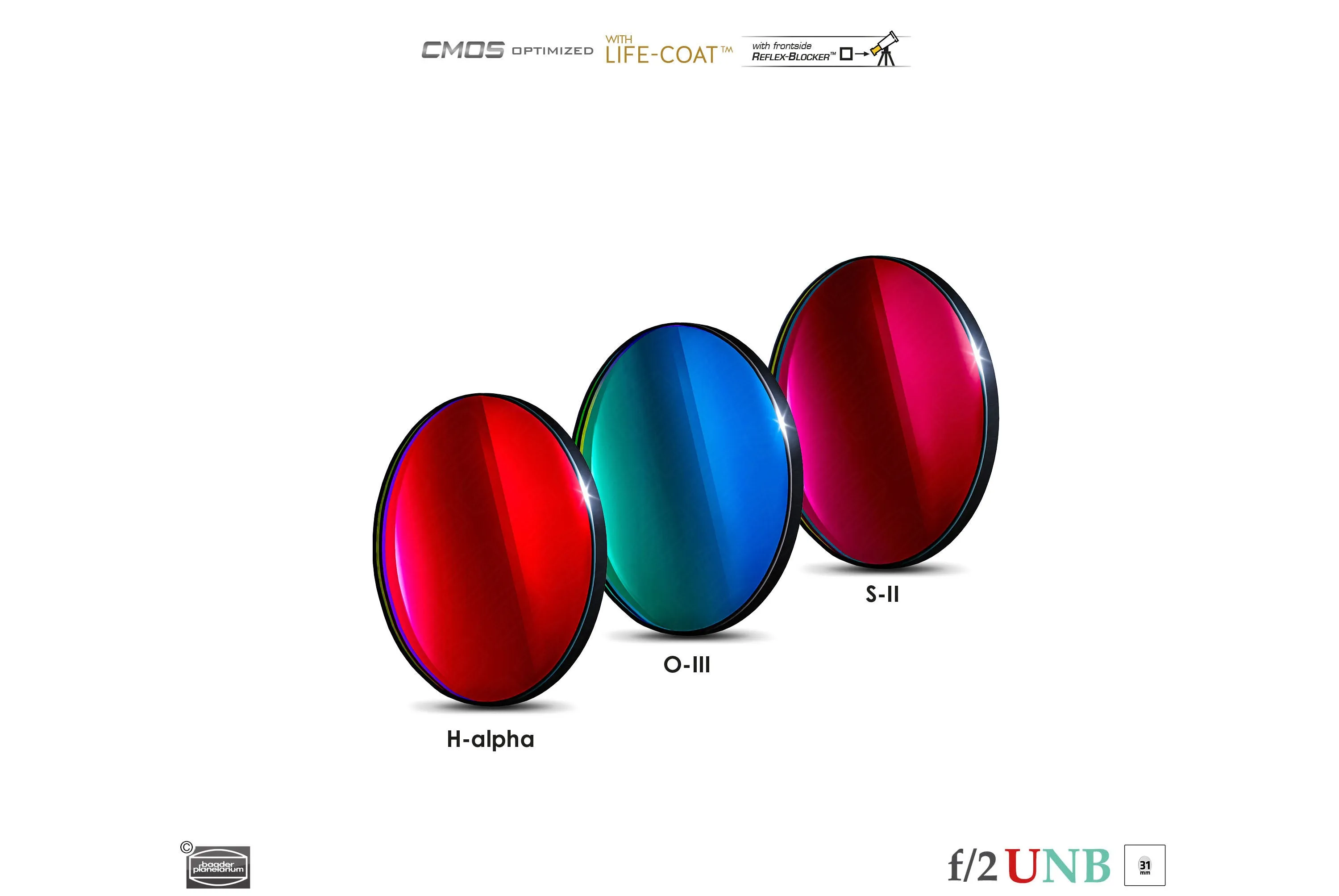 Baader 3.5 / 4nm f/2 Ultra-Highspeed Filters – CMOS-optimized (H-alpha / O-III / S-II)