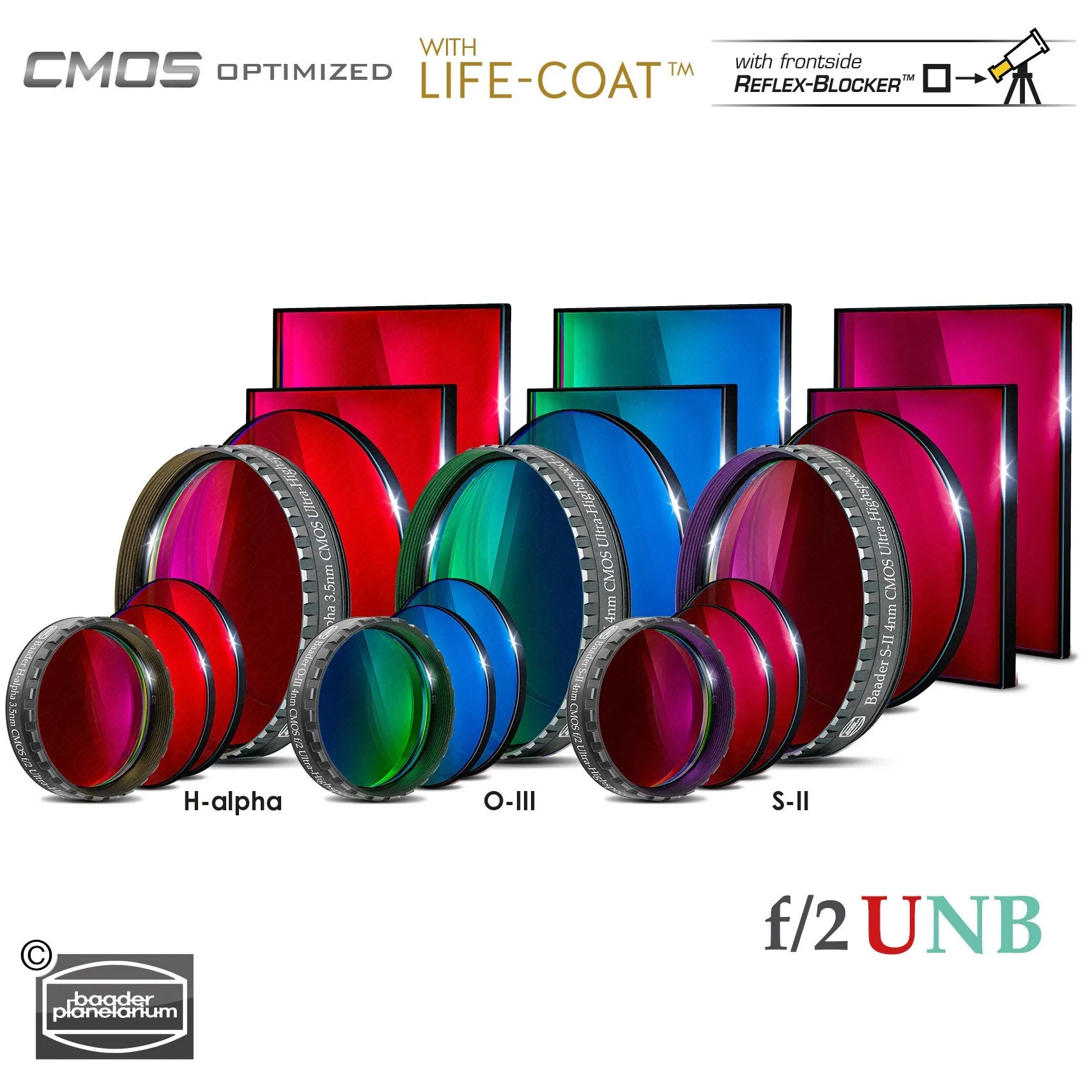 Baader 3.5 / 4nm f/2 Ultra-Highspeed Filters – CMOS-optimized (H-alpha / O-III / S-II)