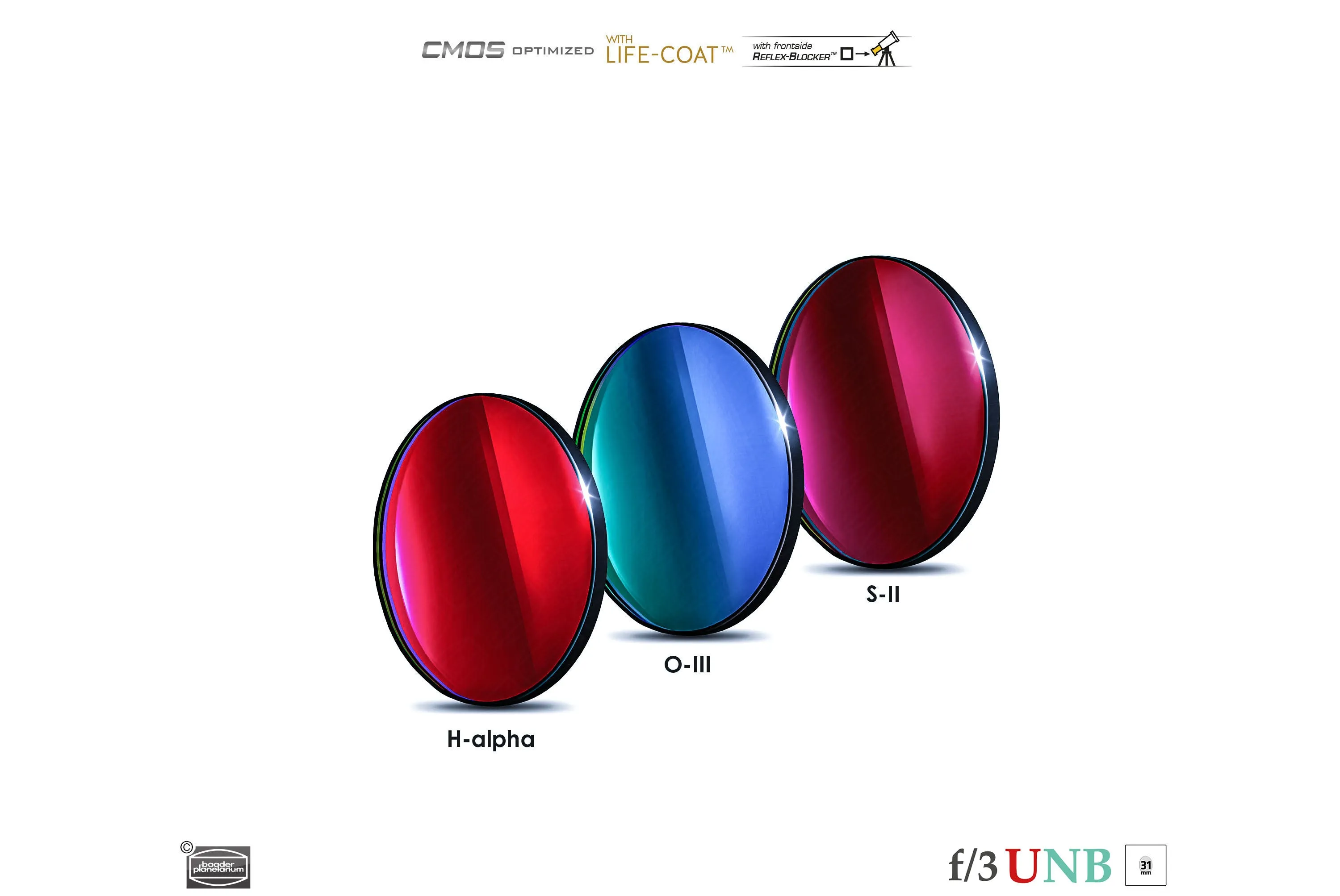 Baader 3.5 / 4nm f/3 Ultra-Highspeed Filters – CMOS-optimized (H-alpha / O-III / S-II)