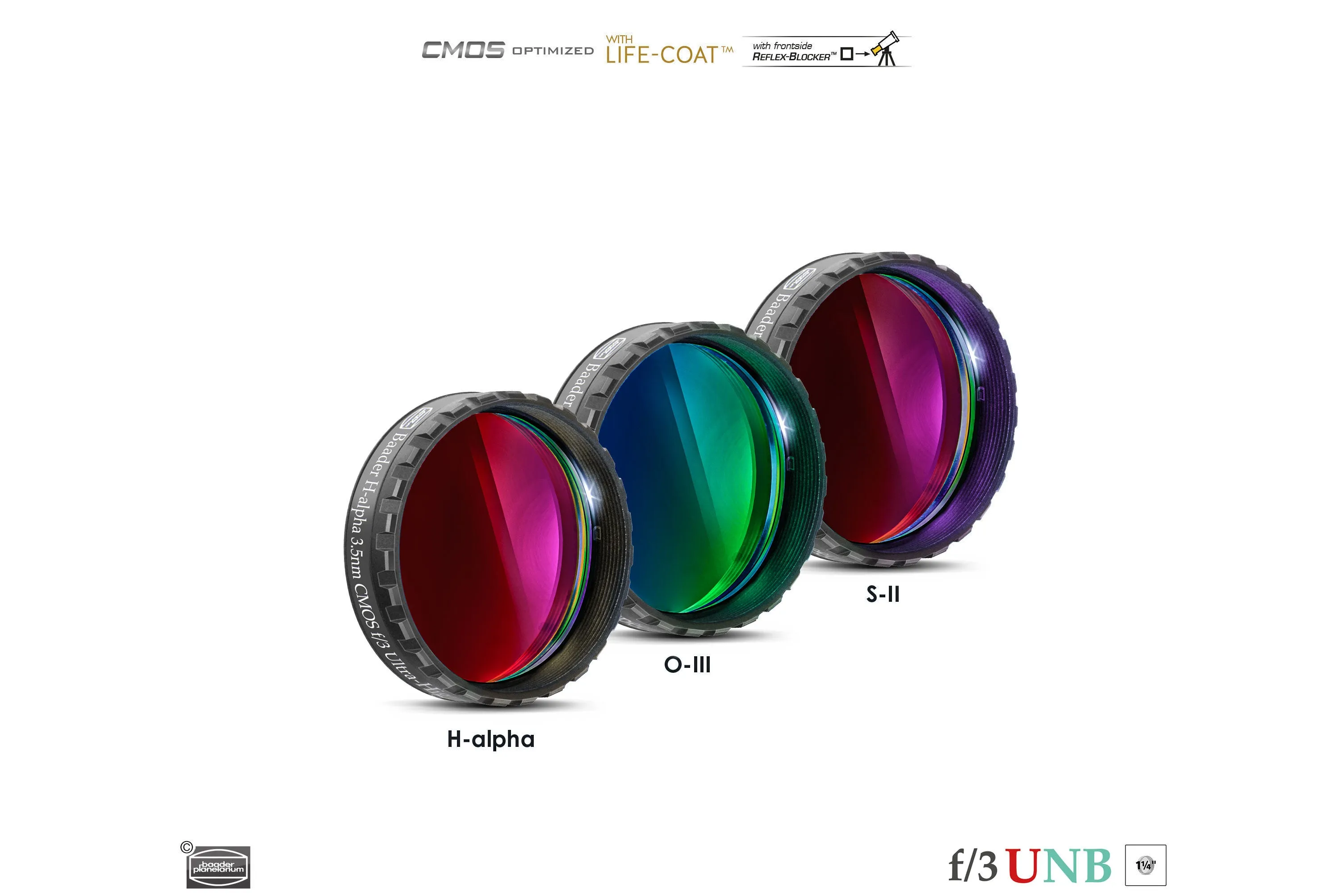 Baader 3.5 / 4nm f/3 Ultra-Highspeed Filters – CMOS-optimized (H-alpha / O-III / S-II)