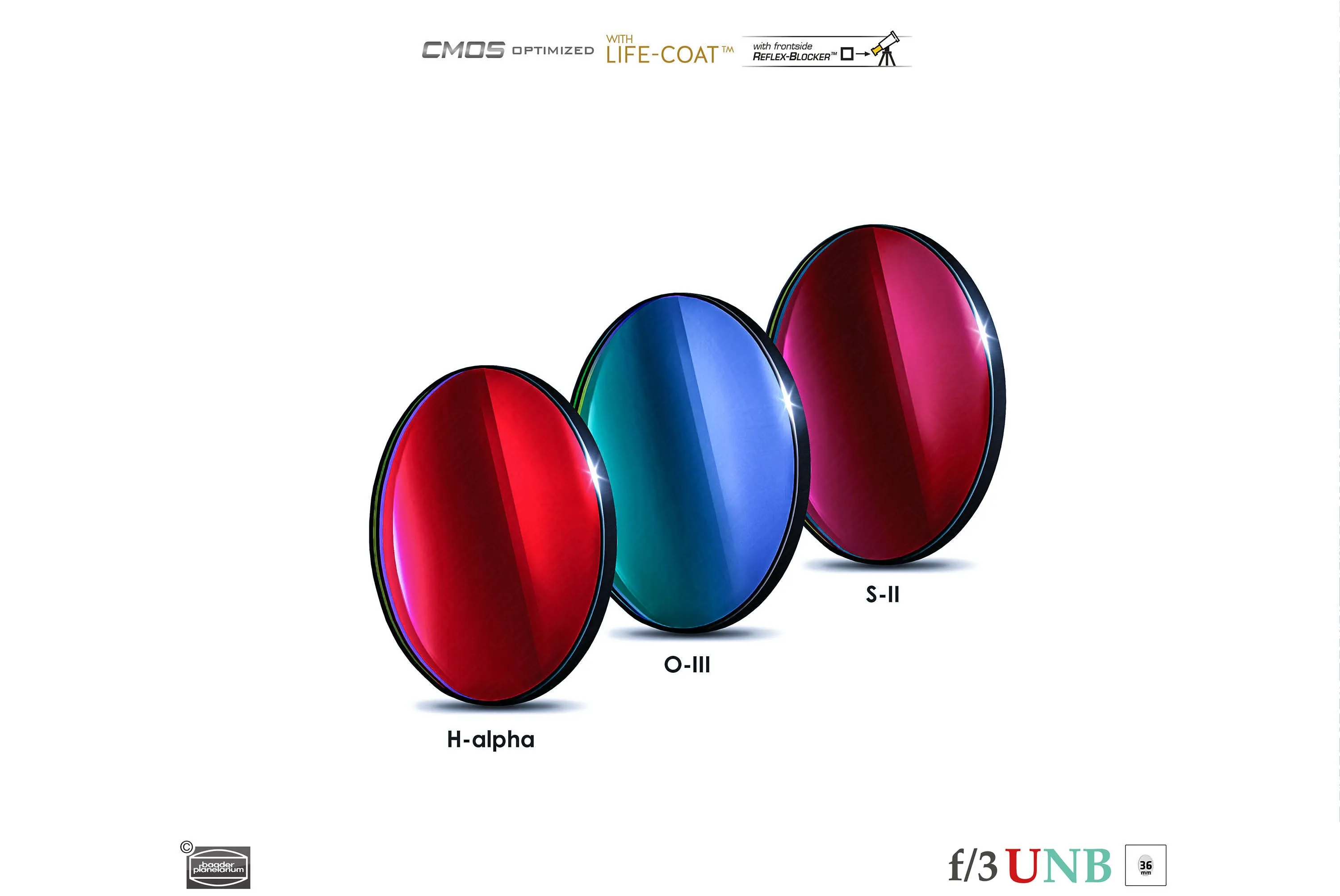 Baader 3.5 / 4nm f/3 Ultra-Highspeed Filters – CMOS-optimized (H-alpha / O-III / S-II)