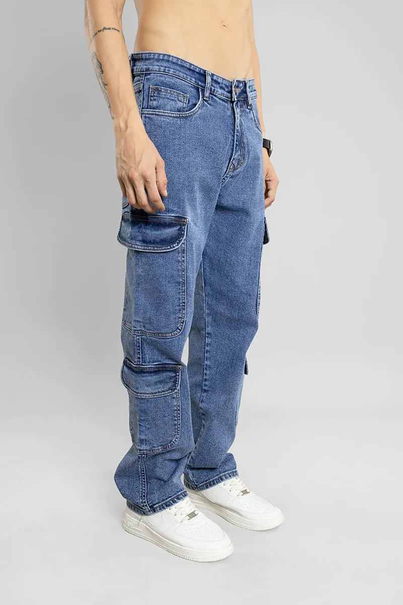 Baggy Fit Cargo Pants for Men (Dark Blue)