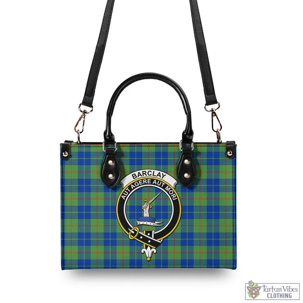 Barclay Hunting Ancient Tartan Luxury Leather Handbags with Family Crest