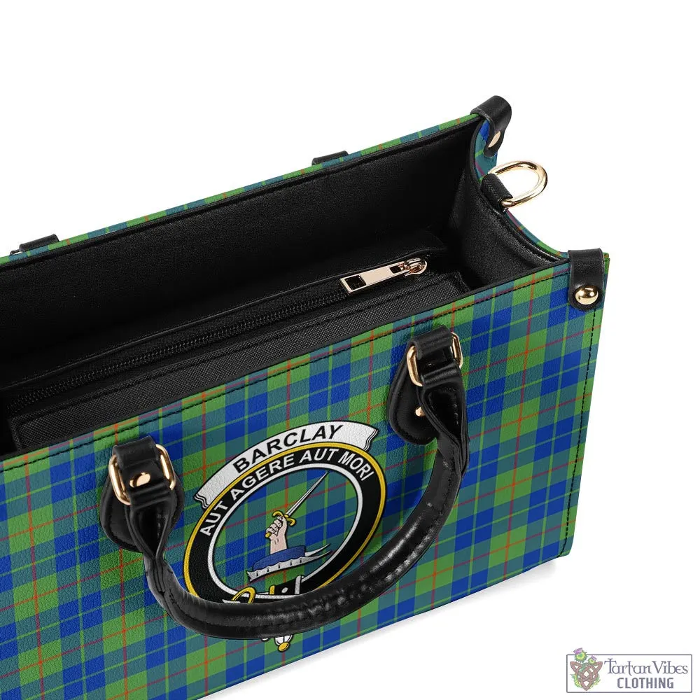 Barclay Hunting Ancient Tartan Luxury Leather Handbags with Family Crest