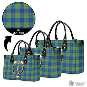 Barclay Hunting Ancient Tartan Luxury Leather Handbags with Family Crest