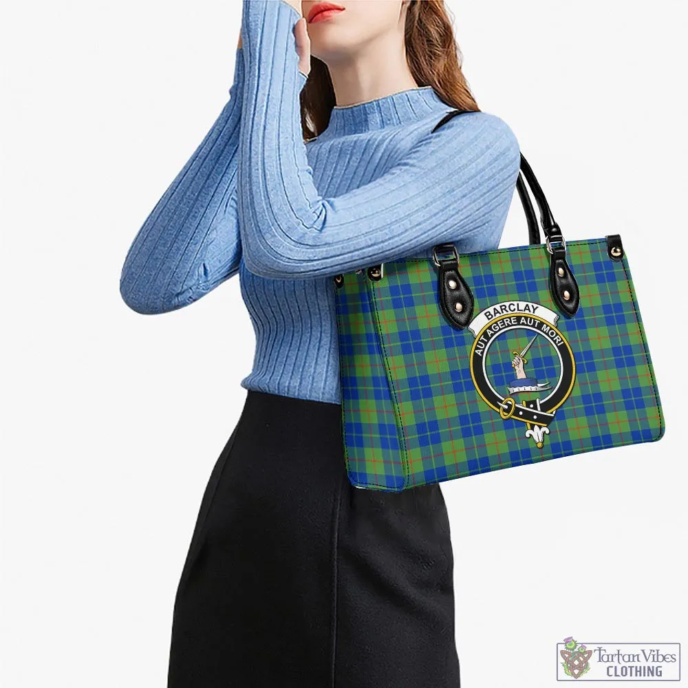 Barclay Hunting Ancient Tartan Luxury Leather Handbags with Family Crest