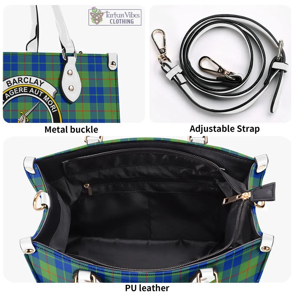 Barclay Hunting Ancient Tartan Luxury Leather Handbags with Family Crest