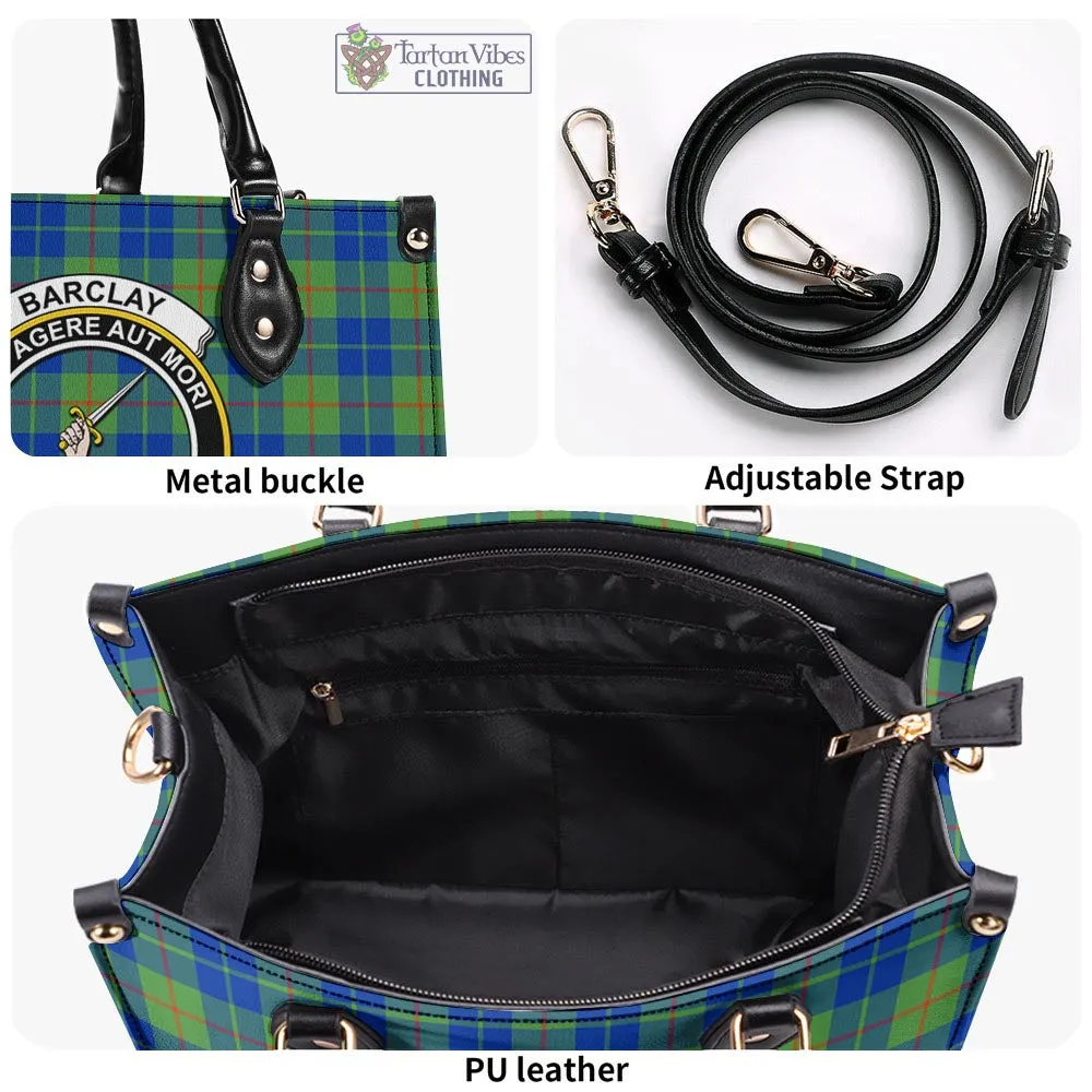 Barclay Hunting Ancient Tartan Luxury Leather Handbags with Family Crest