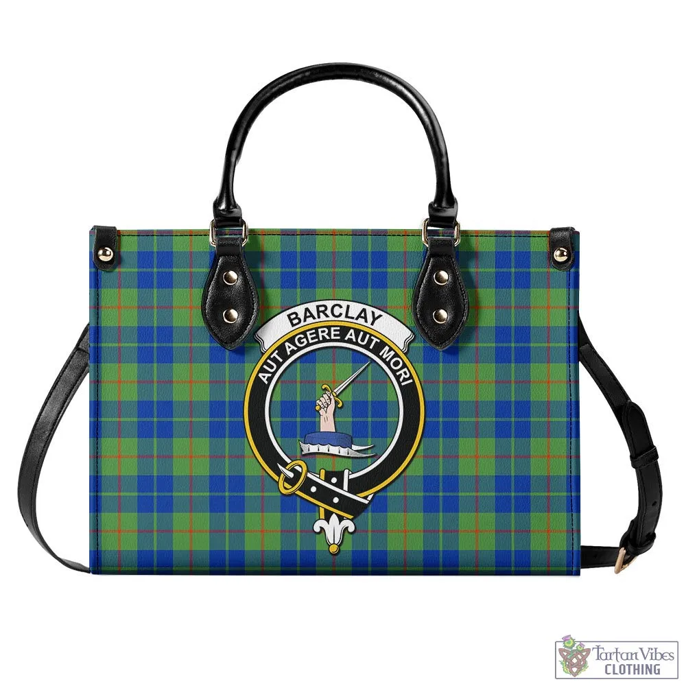 Barclay Hunting Ancient Tartan Luxury Leather Handbags with Family Crest