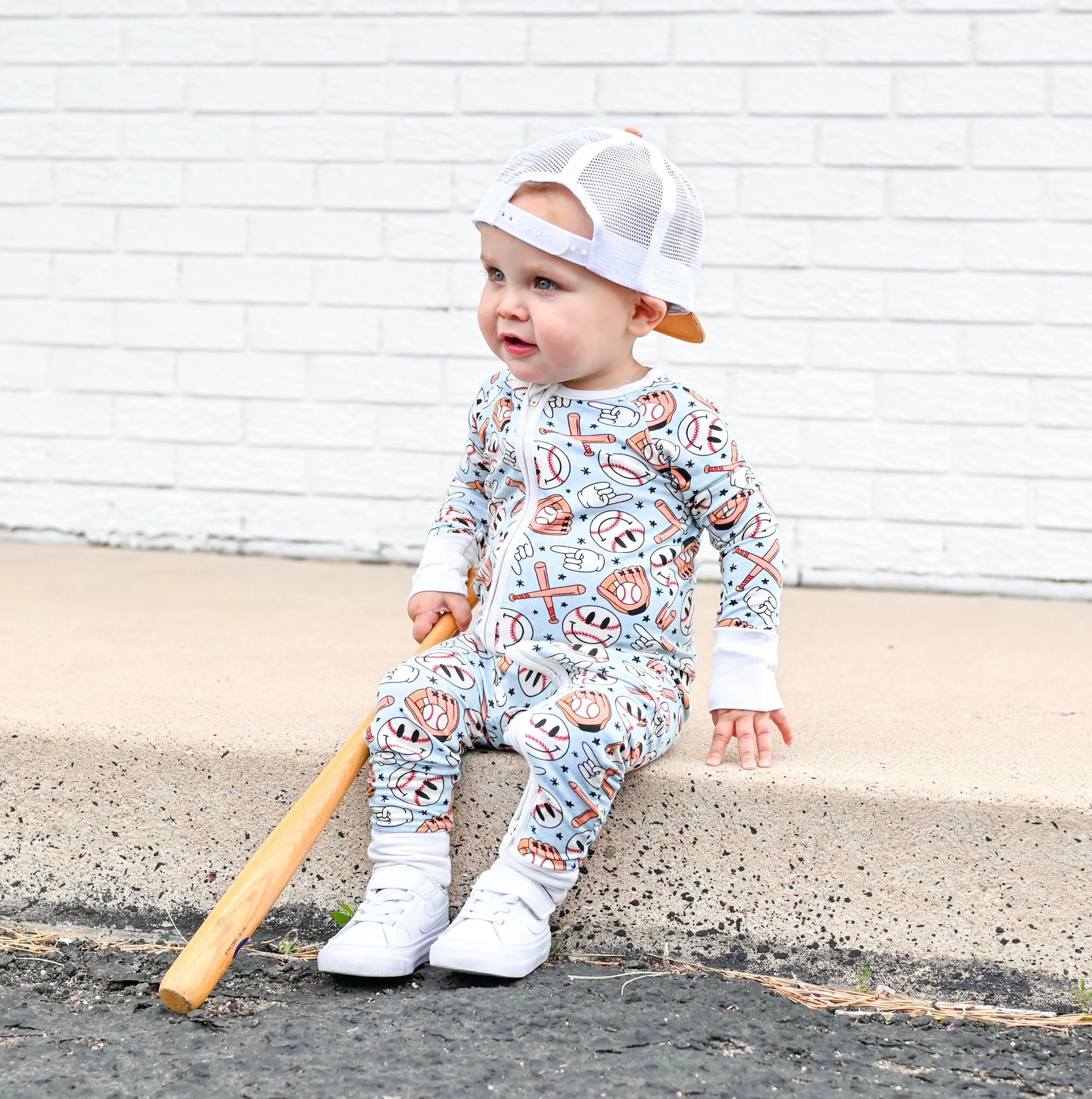 BASEBALL SMILEY DREAM ROMPER