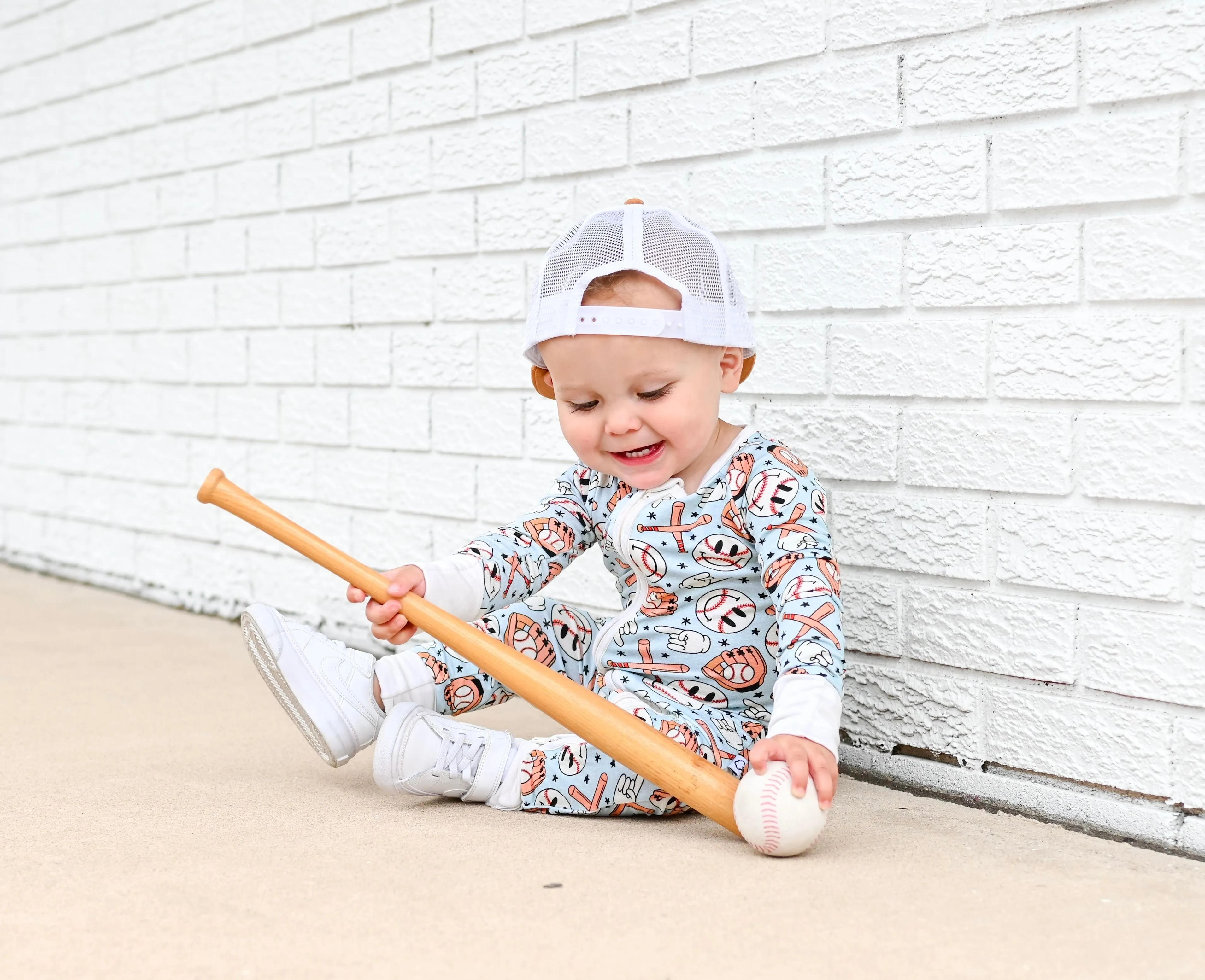 BASEBALL SMILEY DREAM ROMPER