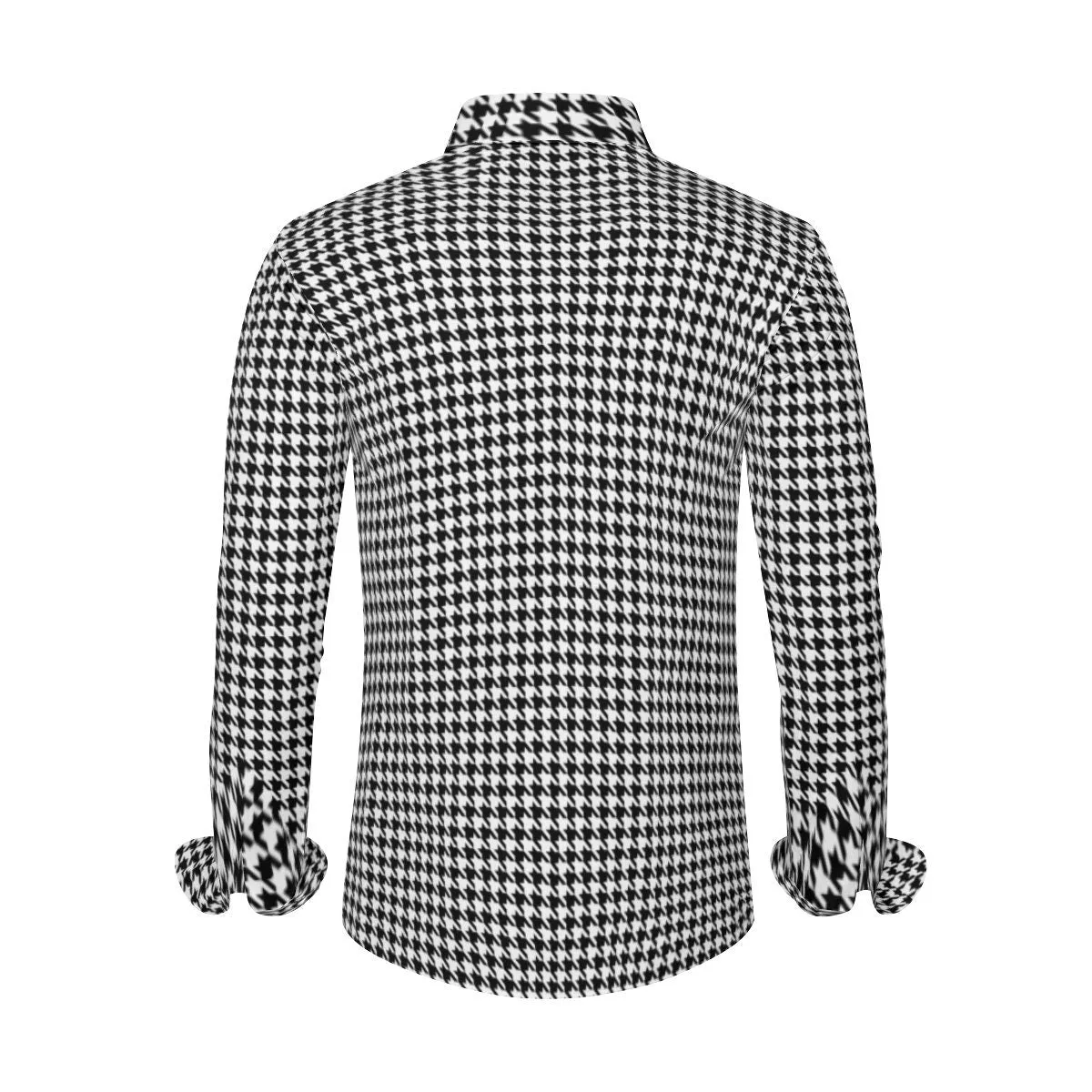 Black Houndstooth Shirt Men, Retro Shirt Men, Houndstooth Top Men, Black and White Dress Shirt Men, Vintage style Shirt Men, 60s style shirt