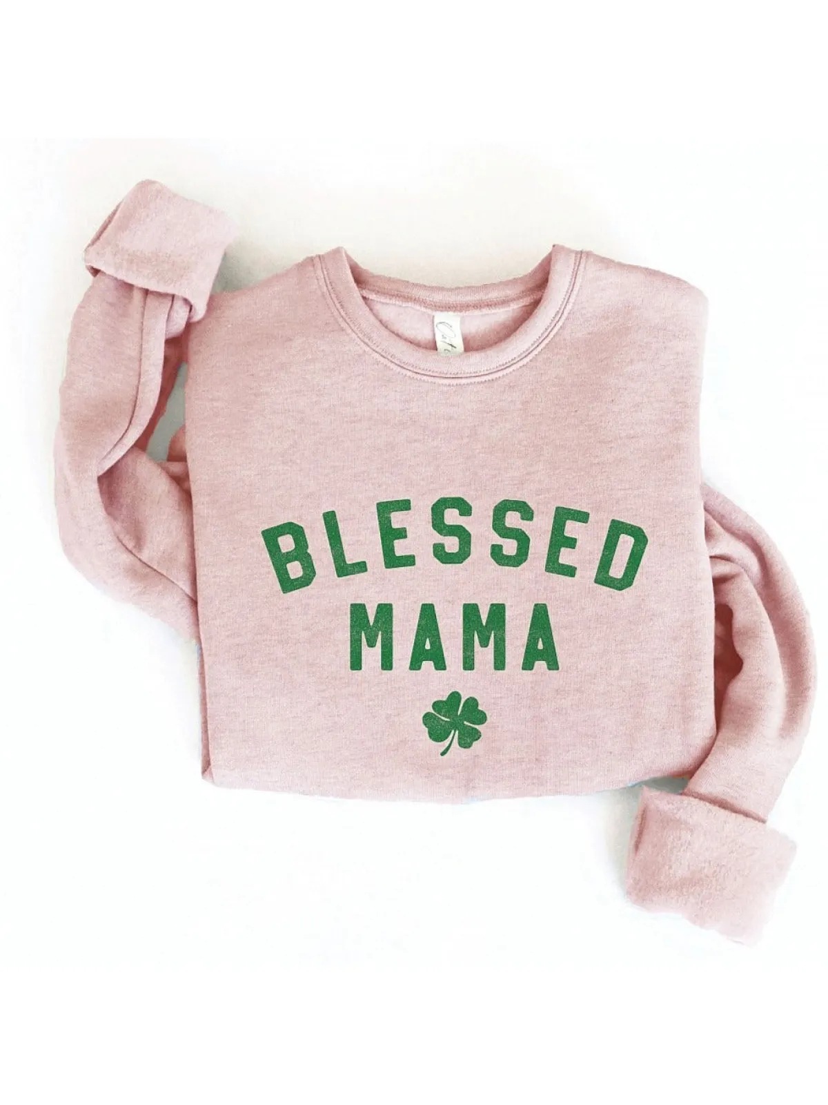 Blessed Mama Clover Women's Graphic Fleece Sweatshirt, Rose