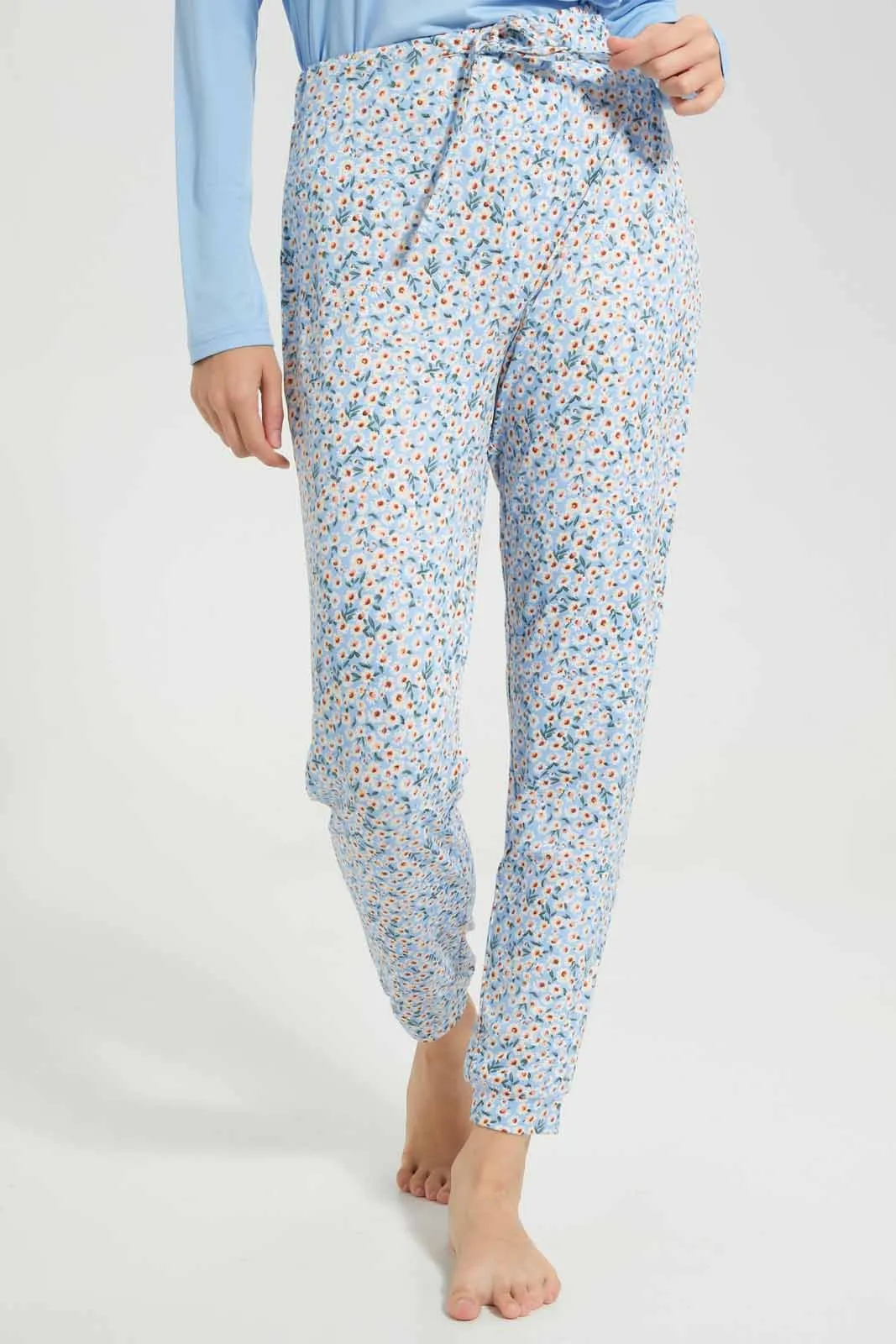 Blue Long Sleeve Pyjama Set For Women (2 Piece)