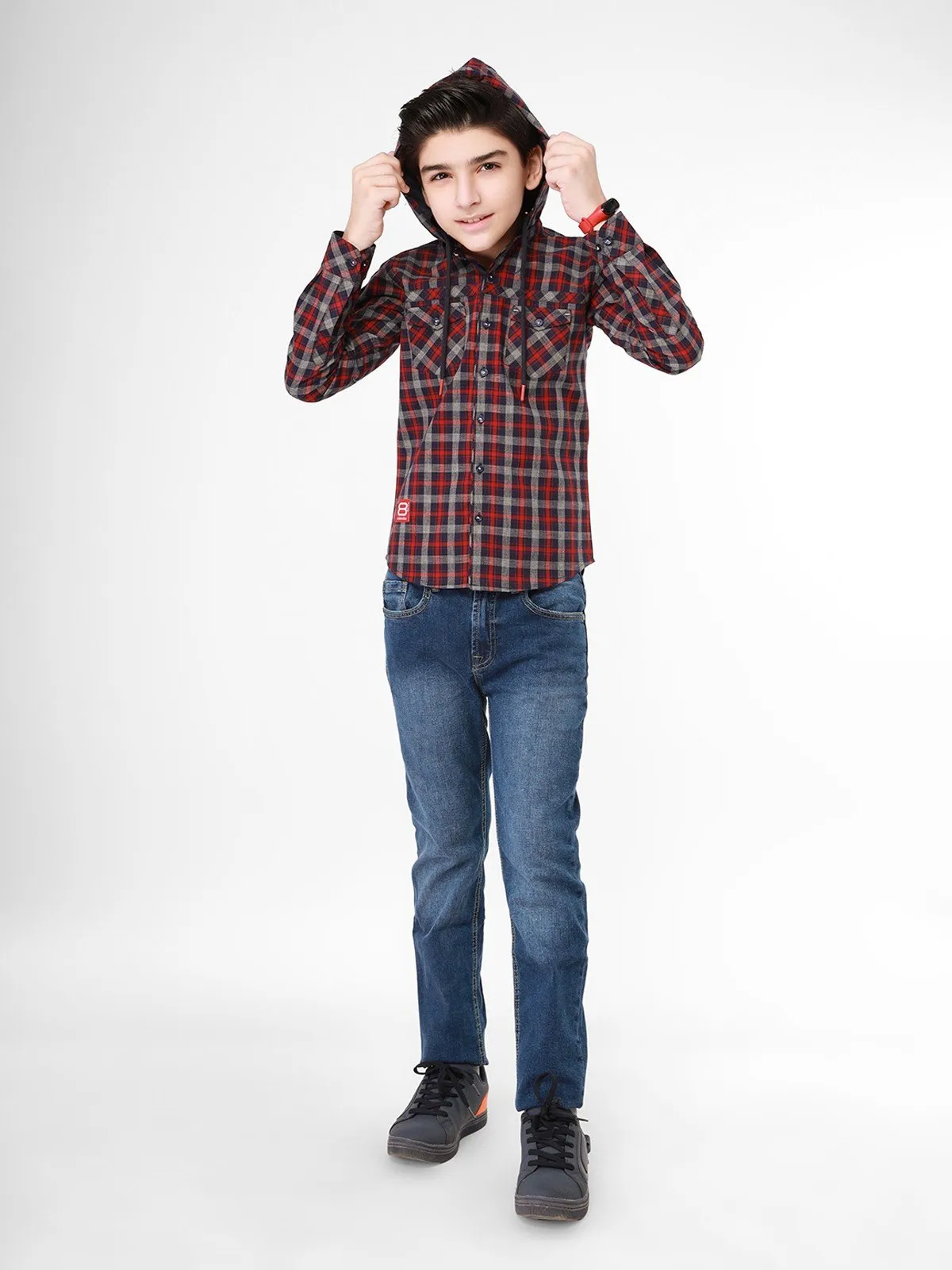 Boy's Maroon Blue Shirt - EBTS21-27332