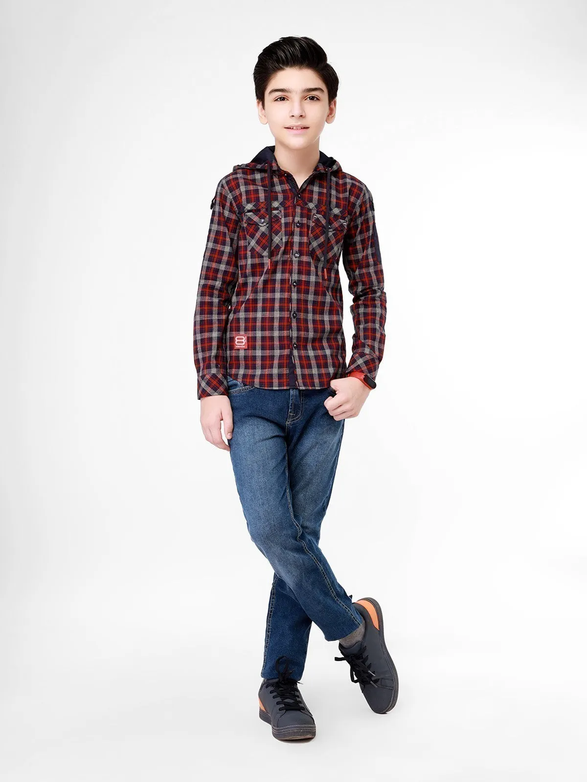 Boy's Maroon Blue Shirt - EBTS21-27332