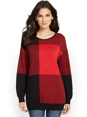 Buffalo Plaid Tunic Sweater