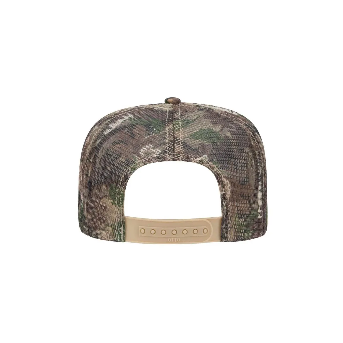 Camo 5 Point Snapback Mesh Back White Logo Embroidery