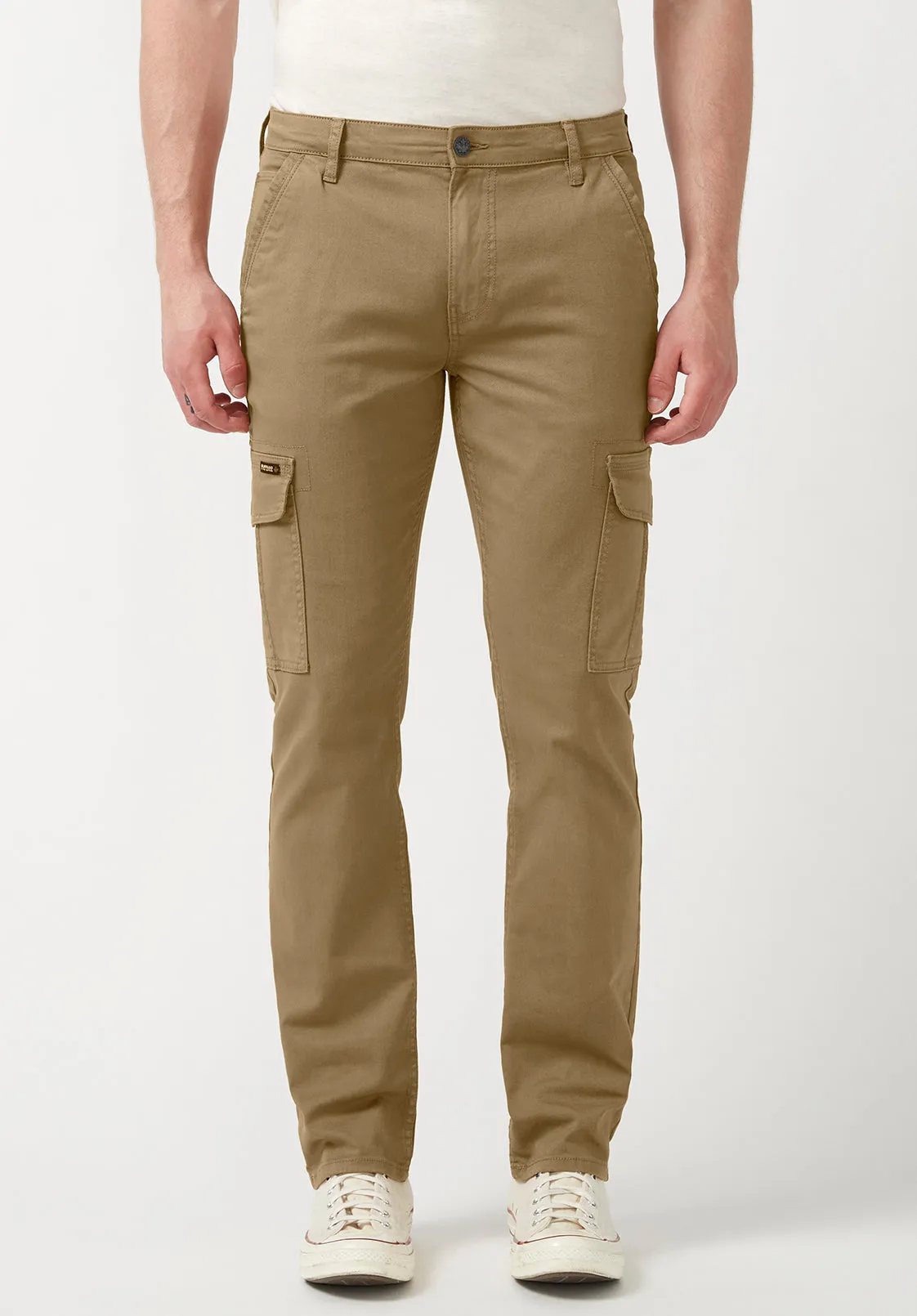 Cargo Joe Men's Straight Leg Pants in Dark Beige - BM22929