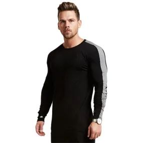 Casual Long sleeve T-shirt Men Fitness Cotton t shirt Male Gym Workout Skinny Tee shirt Tops Spring New Running Sport Clothing