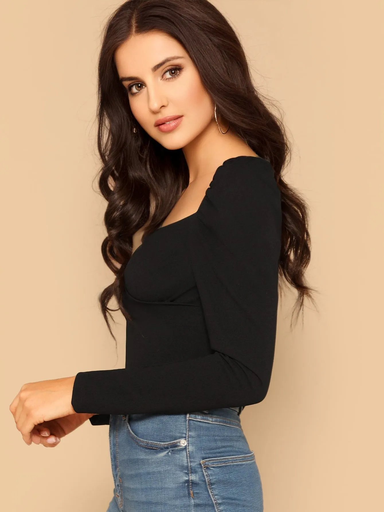 Casual Regular Sleeves Sweetheart Neck Solid Women Top