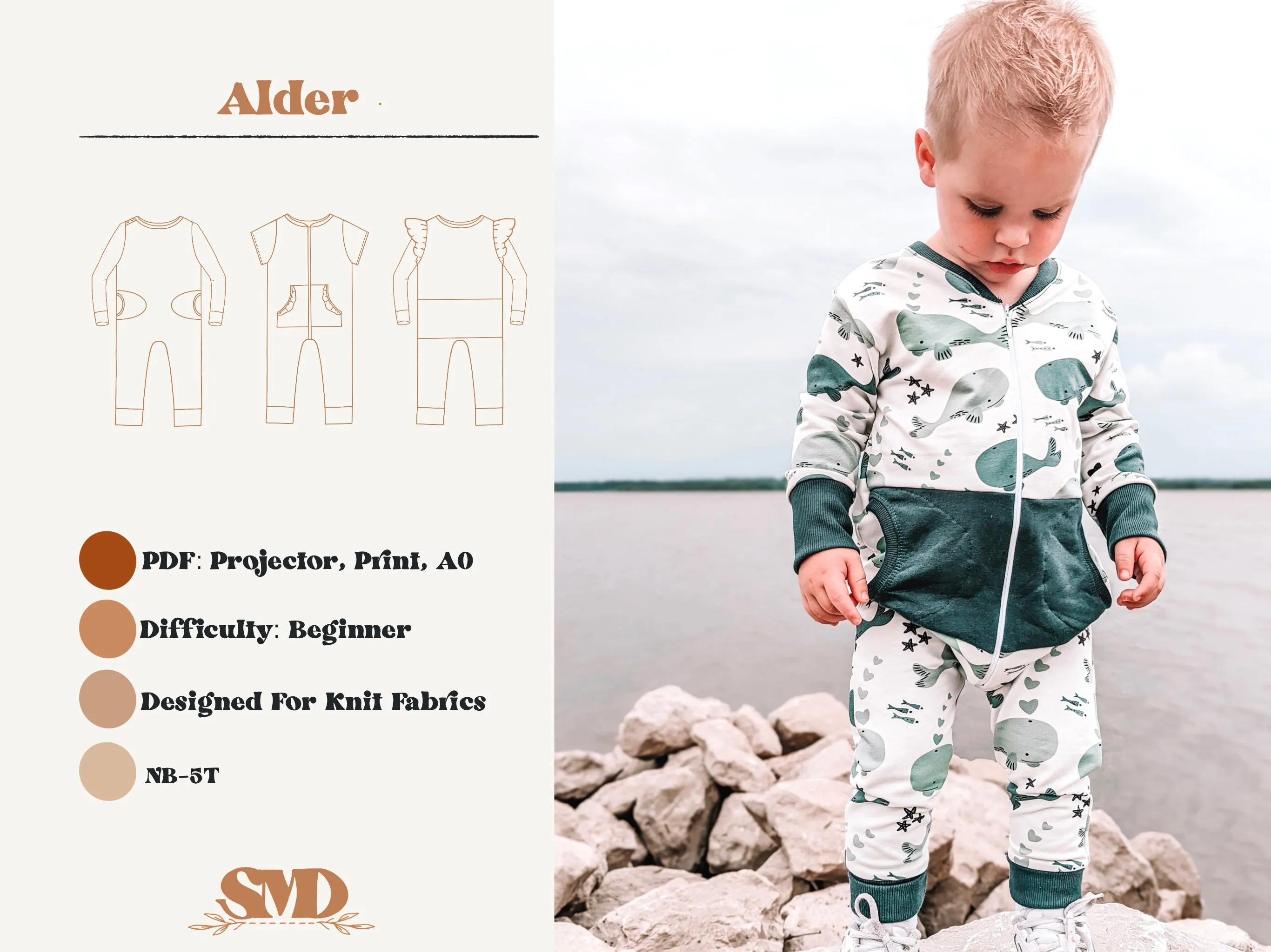 Child Alder Romper Digital Sewing Pattern Sizes NB-5T