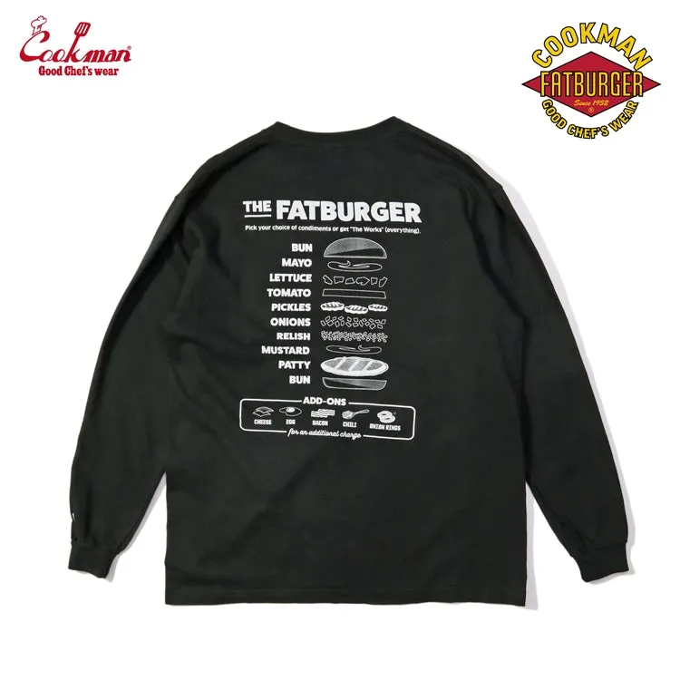 Cookman Washed Long Sleeve Tees - FAT Topping Menu : Black