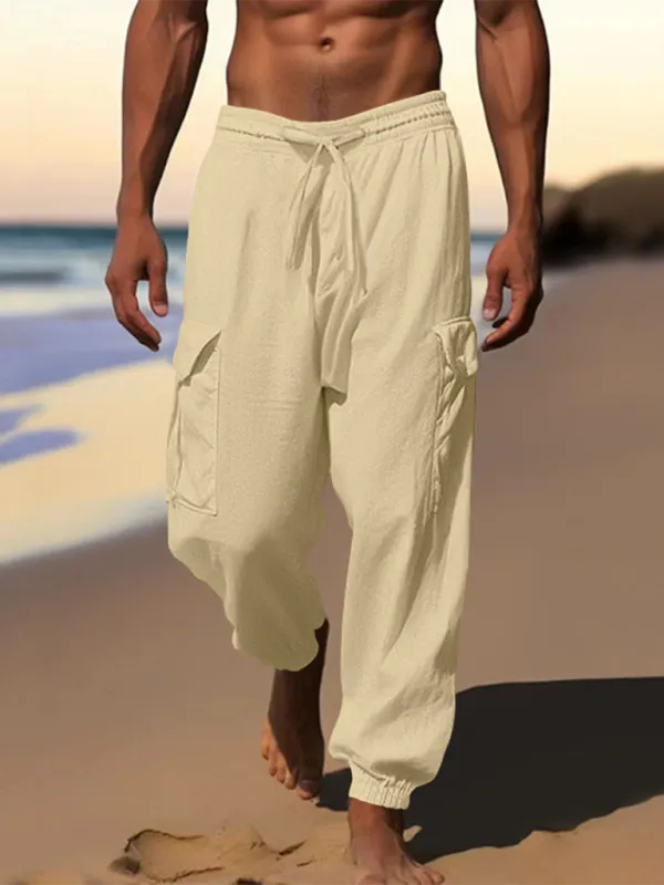 Cotton Joggers Pencil Beach Pants for Men