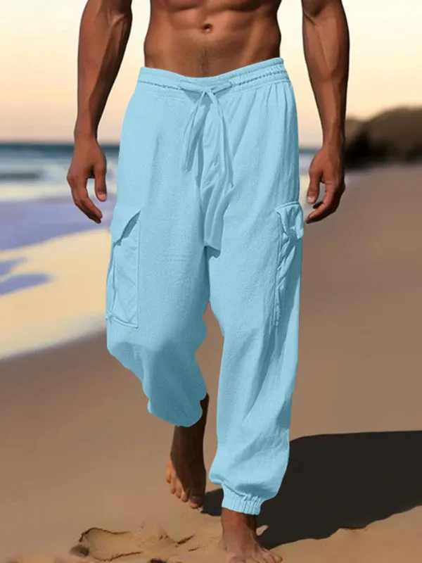 Cotton Joggers Pencil Beach Pants for Men