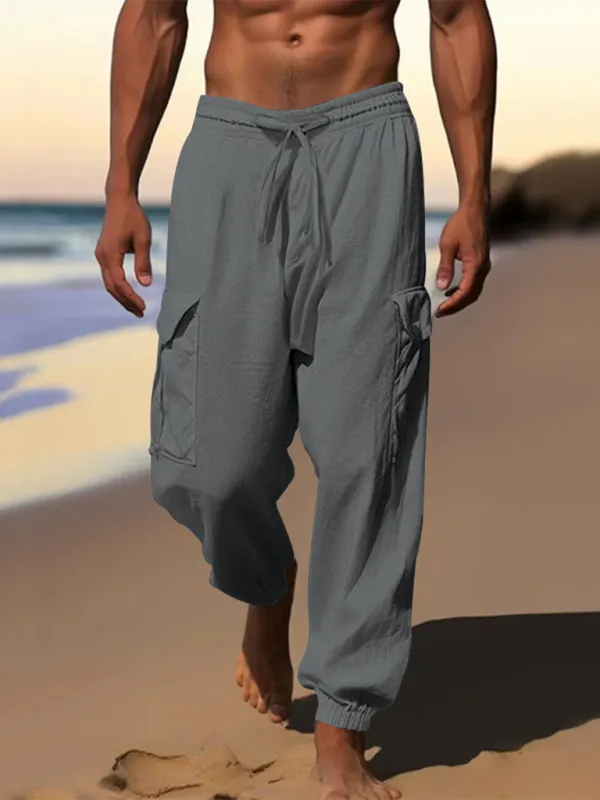 Cotton Joggers Pencil Beach Pants for Men