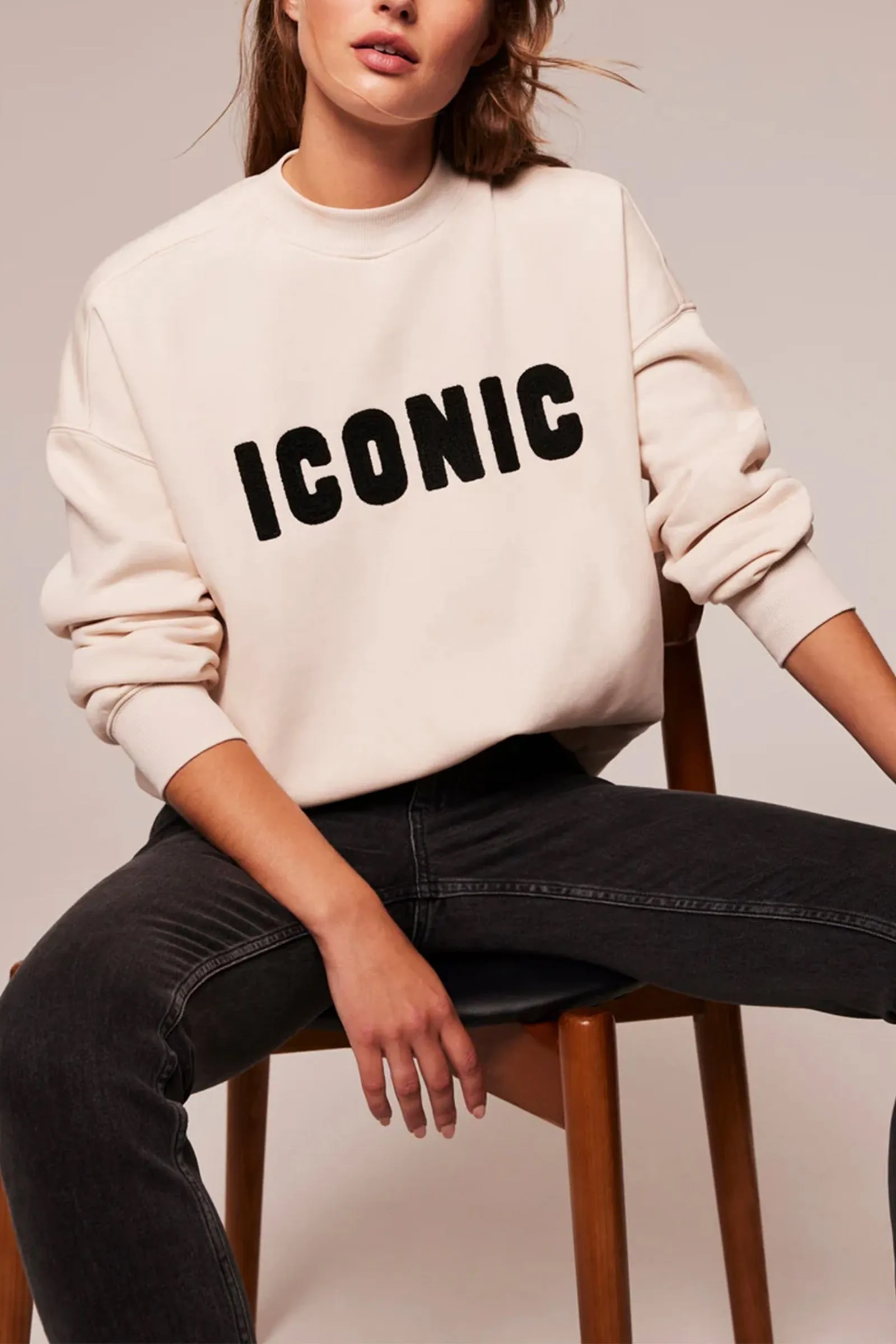 Cream Iconic Slogan Sweatshirt