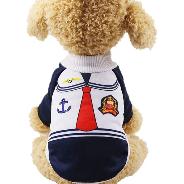 Cute Little Sailor Warm Winter Outfit Small Dog Sweater