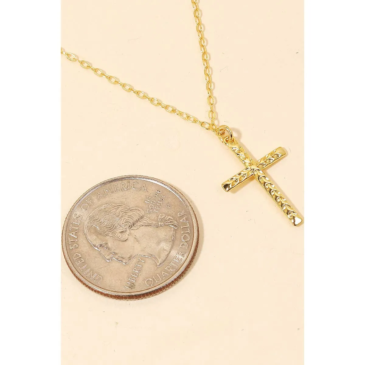 Dainty Chain Cross Necklace | Gold