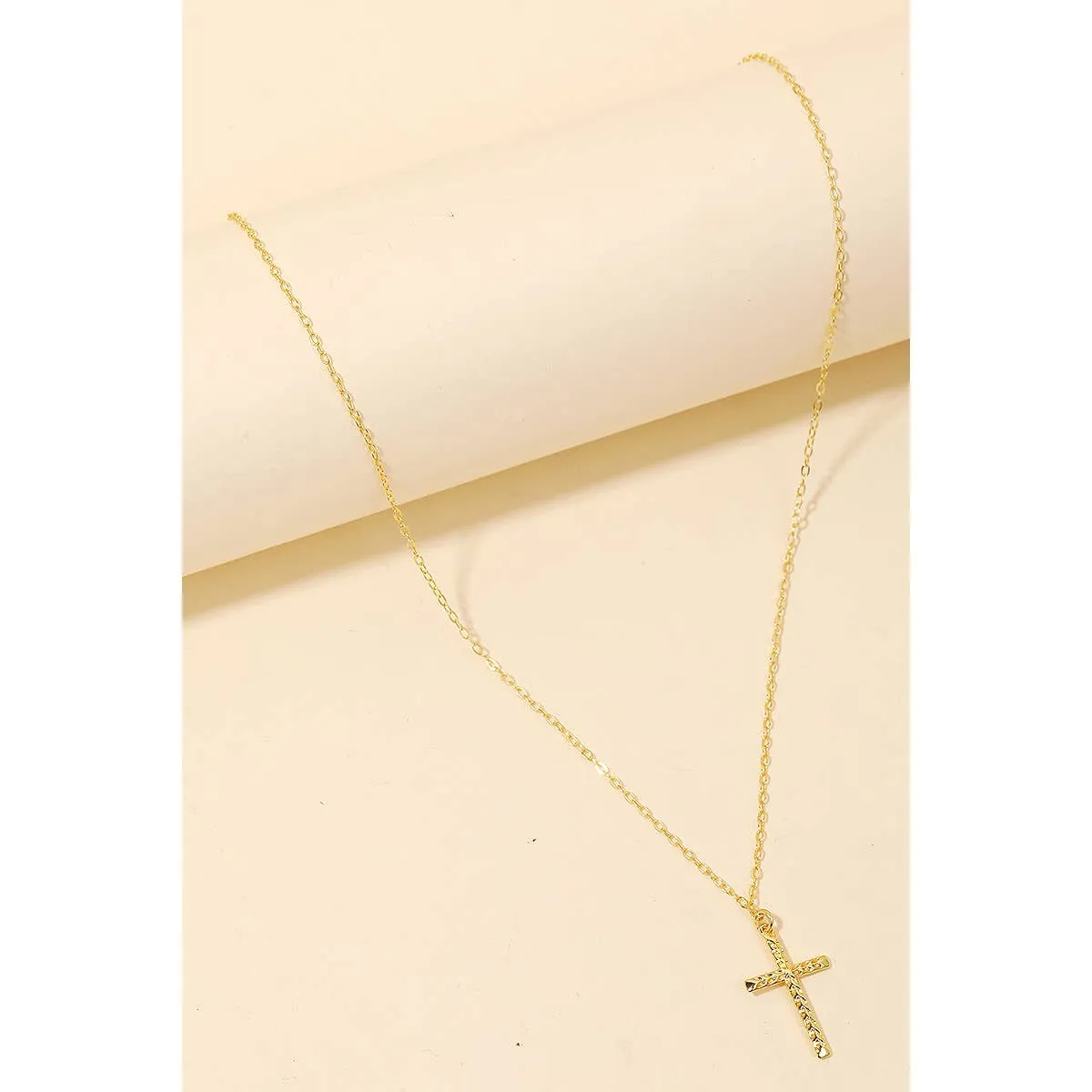 Dainty Chain Cross Necklace | Gold