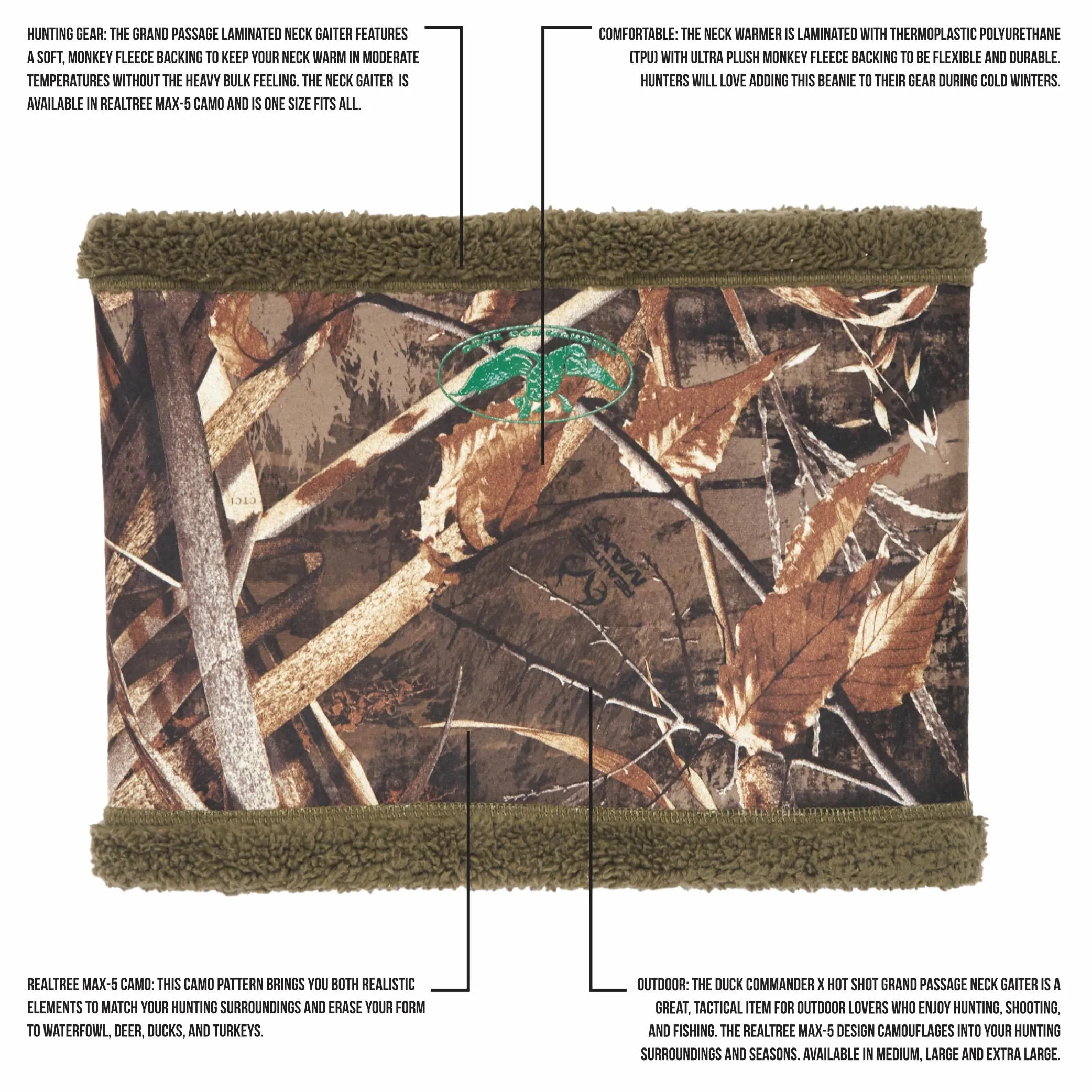 Duck Commander x Hot Shot Men's Grand Passage Realtree Max-5 Camo Neck Gaiter