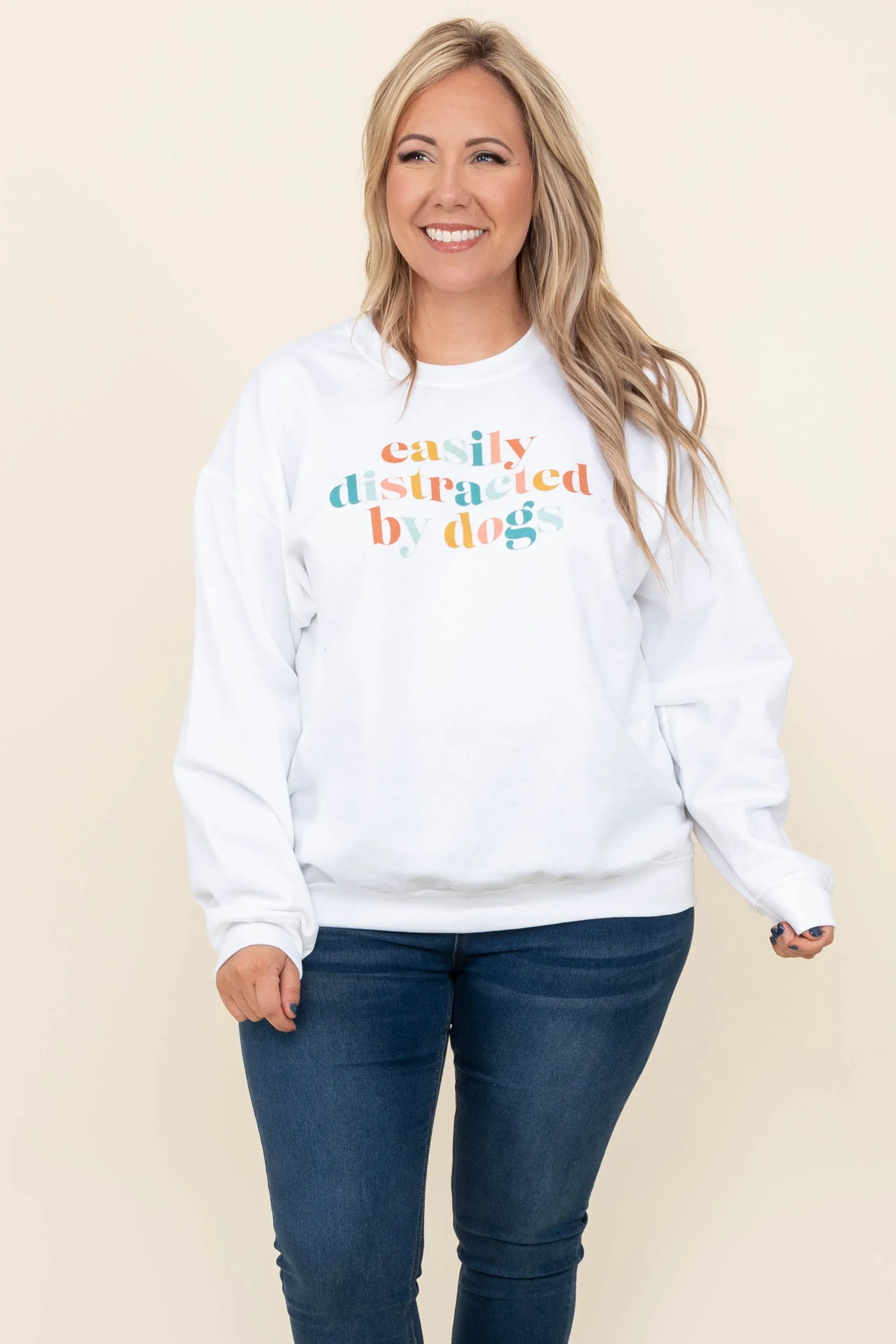 Easily Distracted By Dogs Sweatshirt, White