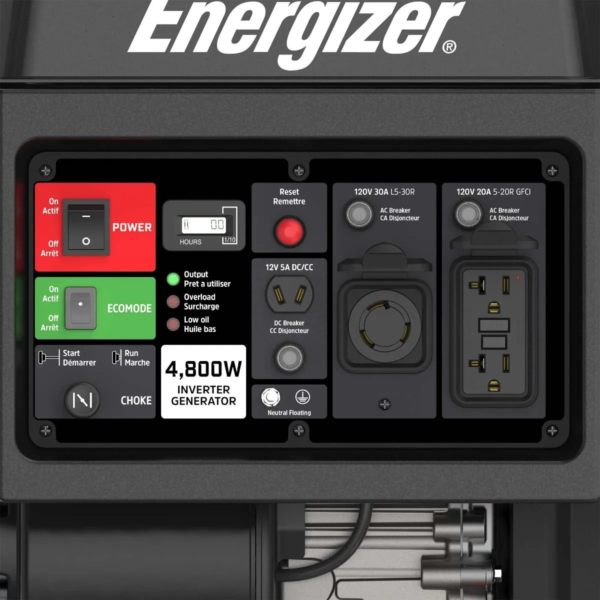 Energizer eZV4800 3600W/4800W Gas Powered Open Frame Inverter Generator New